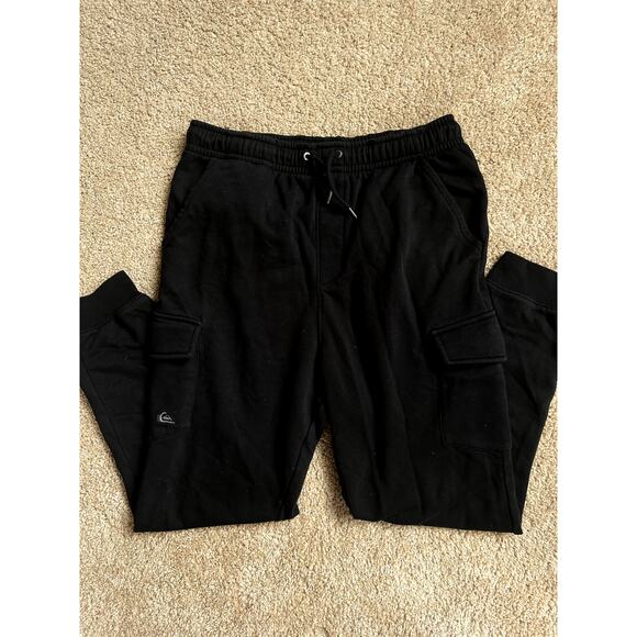 Quiksilver Men’s Black Jogger Sweatpants Size Medium Y2K Vintage Surfer Skate - Picture 1 of 9